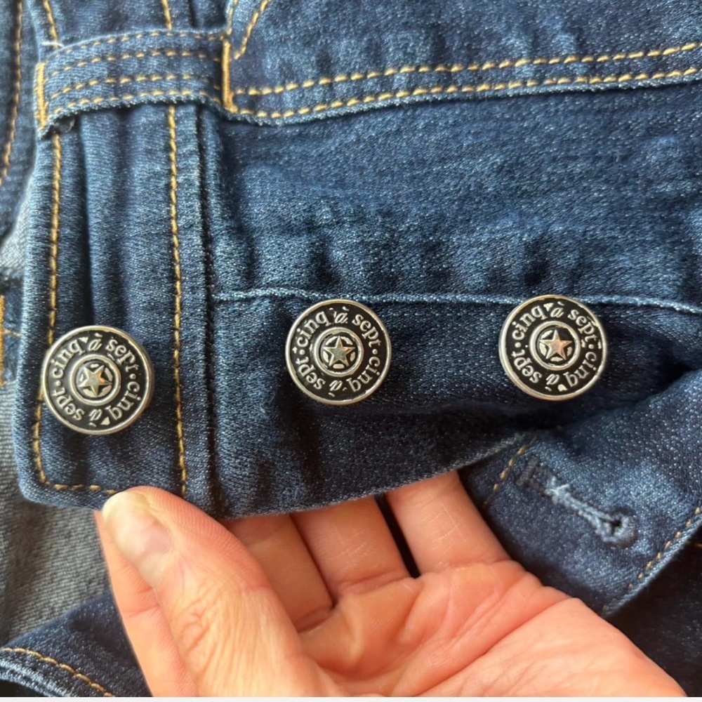 cinq a sept Dark Blue High-Rise Jeans with Front Seam Detail - Picture 2 of 5
